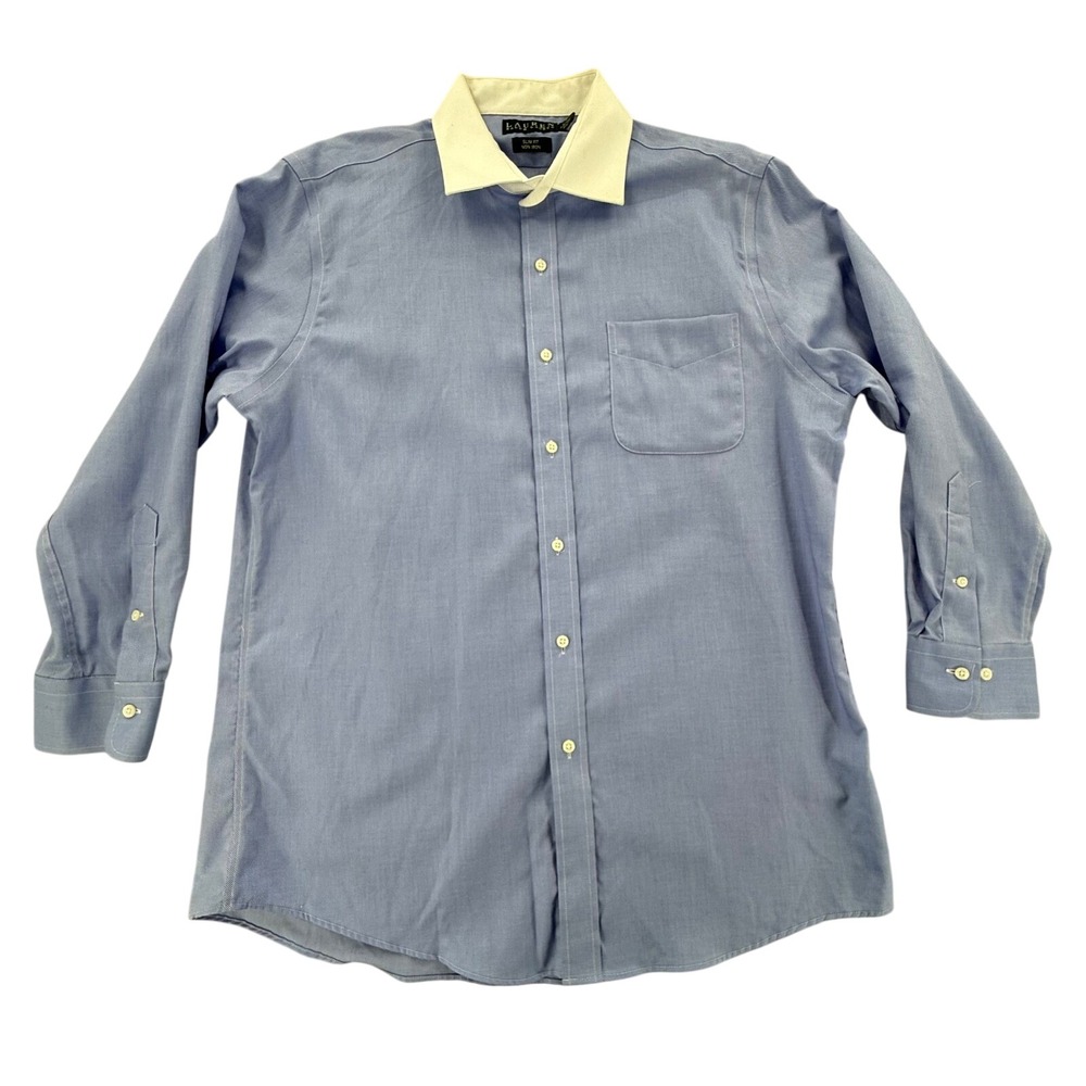 Lauren Ralph Lauren Blue Dress Shirt Slim Fit  Non Iron Men Size 17 32/33